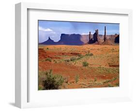 USA, Utah, Monument Valley. Totem Poles with a Sand Dune-Petr Bednarik-Framed Photographic Print