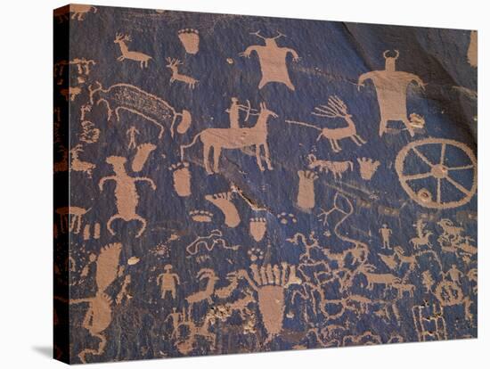 USA, Utah, Newspaper Rock. Ancient Petroglyphs-Petr Bednarik-Stretched Canvas