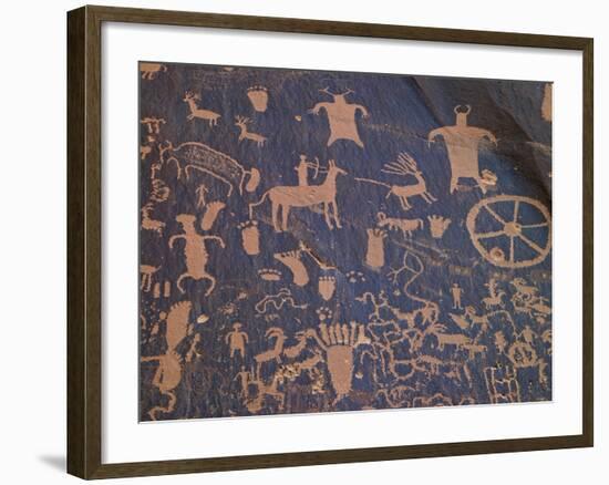 USA, Utah, Newspaper Rock. Ancient Petroglyphs-Petr Bednarik-Framed Photographic Print