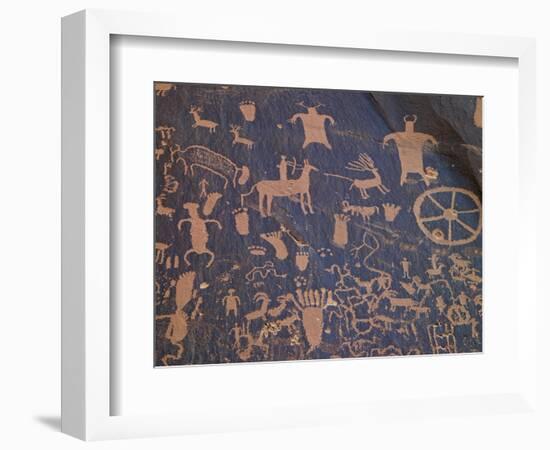 USA, Utah, Newspaper Rock. Ancient Petroglyphs-Petr Bednarik-Framed Photographic Print
