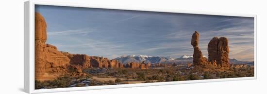 USA, Utah. Panoramic image of Balanced Rock at sunset, Arches National Park.-Judith Zimmerman-Framed Photographic Print