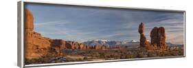 USA, Utah. Panoramic image of Balanced Rock at sunset, Arches National Park.-Judith Zimmerman-Framed Photographic Print