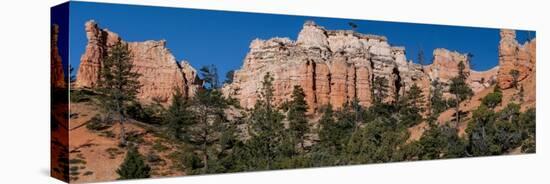 USA, Utah. Panoramic of hoodoos, pinyon and ponderosa pine, Bryce Canyon National Park.-Judith Zimmerman-Stretched Canvas