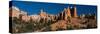 USA, Utah. Panoramic of pinyon, ponderosa pine, and orange and white hoodoos, Bryce Canyon NP.-Judith Zimmerman-Stretched Canvas