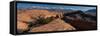 USA, Utah. Sandstone formations in Sand Flats Recreation Area with La Sal Mountain Range, near Moab-Judith Zimmerman-Framed Stretched Canvas