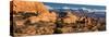 USA, Utah. Sandstone formations in Sand Flats Recreation Area with La Sal Mountain Range, near Moab-Judith Zimmerman-Stretched Canvas