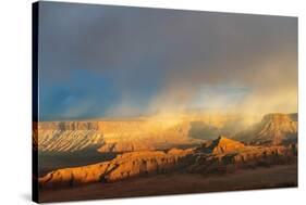 USA, Utah. Storm clouds and sunset on mesas at Dead Horse Point Overlook, Dead Horse Point SP-Judith Zimmerman-Stretched Canvas