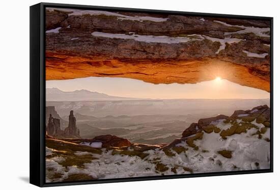 USA, Utah, Sunrise at Mesa Arch, Canyonlands National Park, Dawn-John Ford-Framed Stretched Canvas