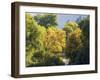 USA, Utah. Trail bridge across the Logan River along Logan Canyon in autumn.-Julie Eggers-Framed Photographic Print