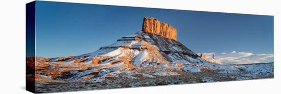 USA, Utah. Winter vista of Castleton Tower, the Rectory, other mesas near Castle Valley and Moab.-Judith Zimmerman-Stretched Canvas