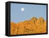 USA, Utah. Zion National Park, Canyon wall and full moon-Jamie & Judy Wild-Framed Stretched Canvas