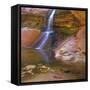 USA, Utah, Zion National Park. Small Waterfall Forms Pool-Jaynes Gallery-Framed Stretched Canvas