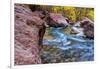 USA, Utah, Zion National Park. Stream in Autumn Landscape-Jay O'brien-Framed Photographic Print