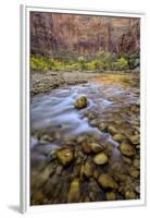 USA, Utah, Zion National Park. Stream in Autumn Scenic-Jay O'brien-Framed Premium Photographic Print