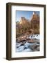 USA, Utah, Zion National Park. The Patriarchs formation and Virgin River.-Jaynes Gallery-Framed Photographic Print