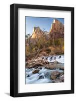 USA, Utah, Zion National Park. The Patriarchs formation and Virgin River.-Jaynes Gallery-Framed Photographic Print