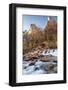 USA, Utah, Zion National Park. The Patriarchs formation and Virgin River.-Jaynes Gallery-Framed Photographic Print