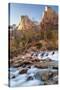 USA, Utah, Zion National Park. The Patriarchs formation and Virgin River.-Jaynes Gallery-Stretched Canvas