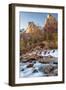USA, Utah, Zion National Park. The Patriarchs formation and Virgin River.-Jaynes Gallery-Framed Photographic Print