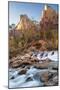 USA, Utah, Zion National Park. The Patriarchs formation and Virgin River.-Jaynes Gallery-Mounted Photographic Print