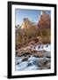 USA, Utah, Zion National Park. The Patriarchs formation and Virgin River.-Jaynes Gallery-Framed Premium Photographic Print