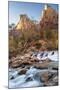 USA, Utah, Zion National Park. The Patriarchs formation and Virgin River.-Jaynes Gallery-Mounted Premium Photographic Print