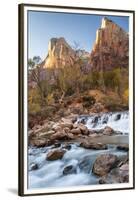 USA, Utah, Zion National Park. The Patriarchs formation and Virgin River.-Jaynes Gallery-Framed Premium Photographic Print