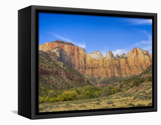 USA, Utah. Zion National Park, Towers of the Virgin, and The West Temple-Jamie & Judy Wild-Framed Stretched Canvas