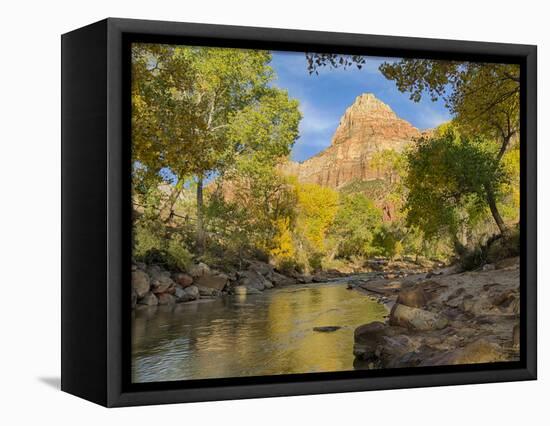 USA, Utah. Zion National Park, Virgin River and The Watchman-Jamie & Judy Wild-Framed Stretched Canvas