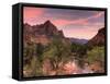 USA, Utah, Zion National Park, Watchman Mountain and Virgin River-Michele Falzone-Framed Stretched Canvas