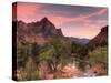 USA, Utah, Zion National Park, Watchman Mountain and Virgin River-Michele Falzone-Stretched Canvas