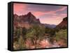 USA, Utah, Zion National Park, Watchman Mountain and Virgin River-Michele Falzone-Framed Stretched Canvas