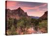 USA, Utah, Zion National Park, Watchman Mountain and Virgin River-Michele Falzone-Stretched Canvas