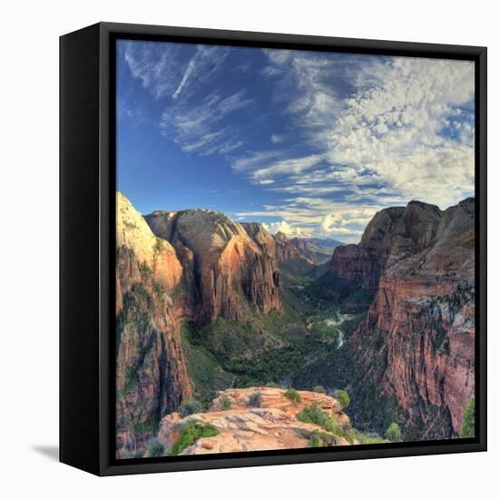 USA, Utah, Zion National Park, Zion Canyon from Angel's Landing-Michele Falzone-Framed Stretched Canvas