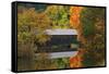 USA, Vermont. Covered Bridge and Autumn Reflections-Jaynes Gallery-Framed Stretched Canvas