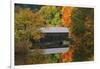 USA, Vermont. Covered Bridge and Autumn Reflections-Jaynes Gallery-Framed Photographic Print