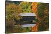 USA, Vermont. Covered Bridge and Autumn Reflections-Jaynes Gallery-Stretched Canvas