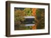 USA, Vermont. Covered Bridge and Autumn Reflections-Jaynes Gallery-Framed Photographic Print