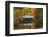 USA, Vermont. Covered Bridge and Autumn Reflections-Jaynes Gallery-Framed Photographic Print