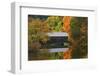 USA, Vermont. Covered Bridge and Autumn Reflections-Jaynes Gallery-Framed Photographic Print