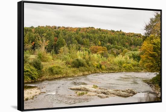 USA, Vermont, Fall foliage in Mad River Valley, south of Waitsfield from Rt. 100-Alison Jones-Framed Stretched Canvas
