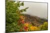 USA, Vermont, New England, Stowe Mt. Mansfield parking lot view with fog on mountains-Alison Jones-Mounted Photographic Print