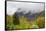 USA, Vermont, New England, Stowe Mt. Mansfield parking lot view with fog on mountains-Alison Jones-Framed Stretched Canvas