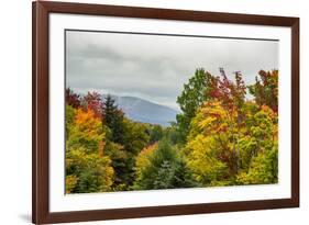 USA, Vermont, New England, Stowe Mt. Mansfield parking lot view with fog on mountains-Alison Jones-Framed Photographic Print