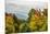 USA, Vermont, New England, Stowe Mt. Mansfield parking lot view with fog on mountains-Alison Jones-Mounted Photographic Print