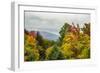 USA, Vermont, New England, Stowe Mt. Mansfield parking lot view with fog on mountains-Alison Jones-Framed Photographic Print