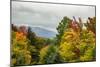 USA, Vermont, New England, Stowe Mt. Mansfield parking lot view with fog on mountains-Alison Jones-Mounted Photographic Print