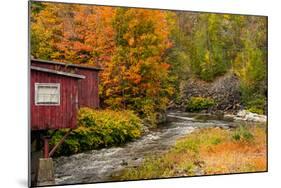 USA, Vermont, Stowe, red mill on Little River as it flows south of Stowe to Winooski River-Alison Jones-Mounted Photographic Print