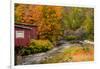 USA, Vermont, Stowe, red mill on Little River as it flows south of Stowe to Winooski River-Alison Jones-Framed Photographic Print
