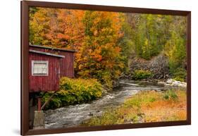 USA, Vermont, Stowe, red mill on Little River as it flows south of Stowe to Winooski River-Alison Jones-Framed Photographic Print